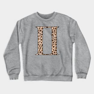 Gemini Zodiac Horoscope Symbol in Leopard Print Crewneck Sweatshirt